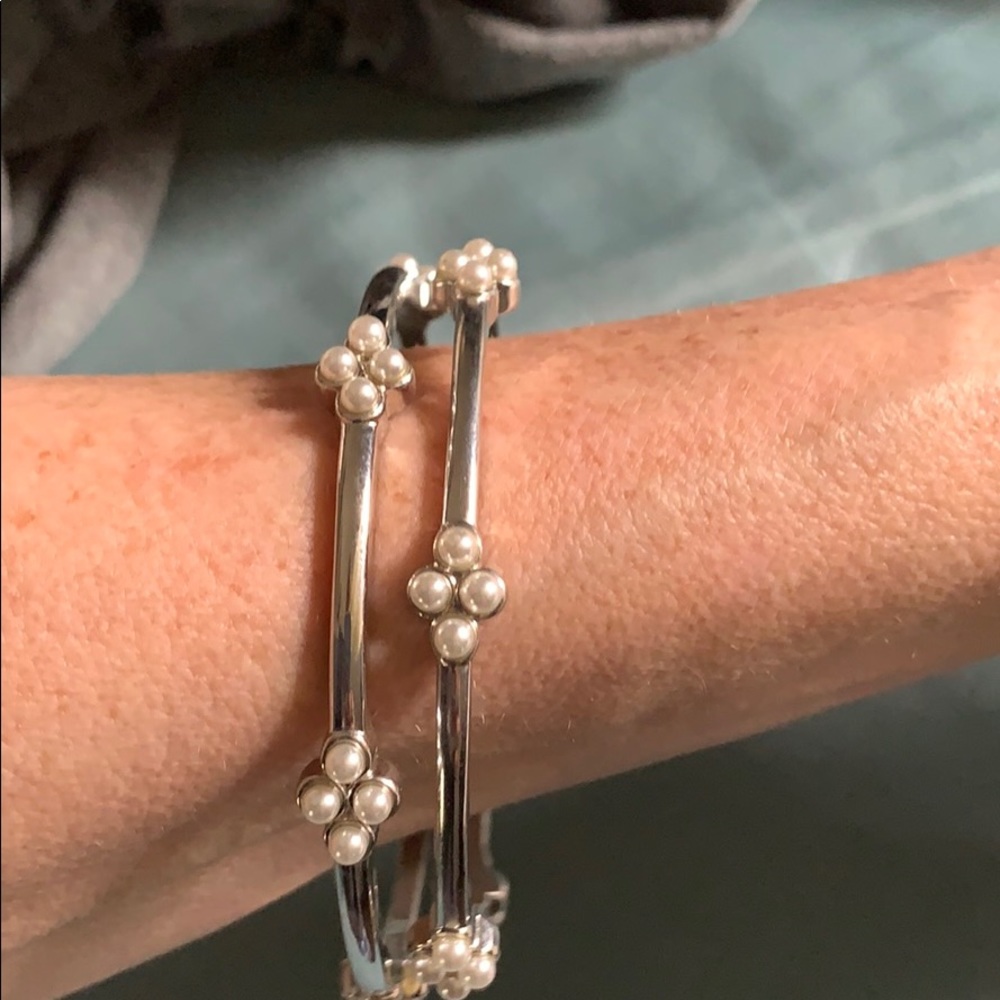 Silver and accent pearl bracelet set - Picture 5 of 5